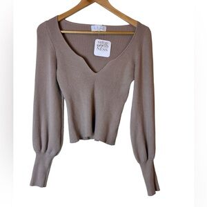 L Academie Revolve Touissant Sweater Size S Camel Color Puff Sleeves  NWT